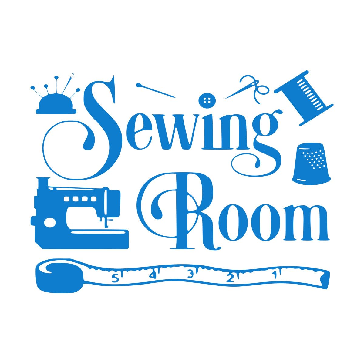 Sewing Room Wall Decal Tailor Tools Vinyl Wall Stickers Home Decoration for Clothing Atelier Store Window Wall Murals Large - 57x77cm — image 1