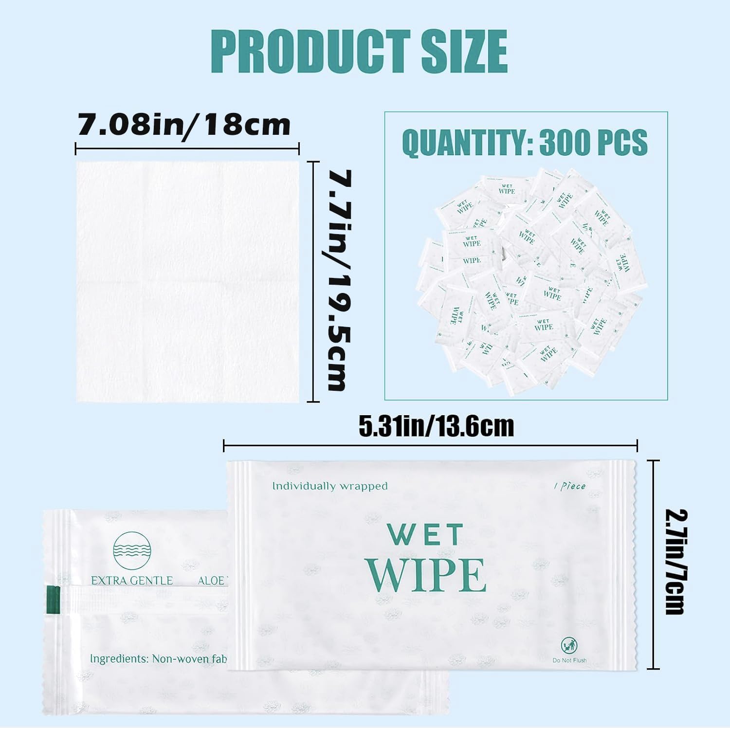 300 Pack Wet Wipes Individually Wrapped,Travel Size Hand Wipe, Wet Wipes Bulk for Travel, Homeless, Wedding, Barbecue, Restaurant