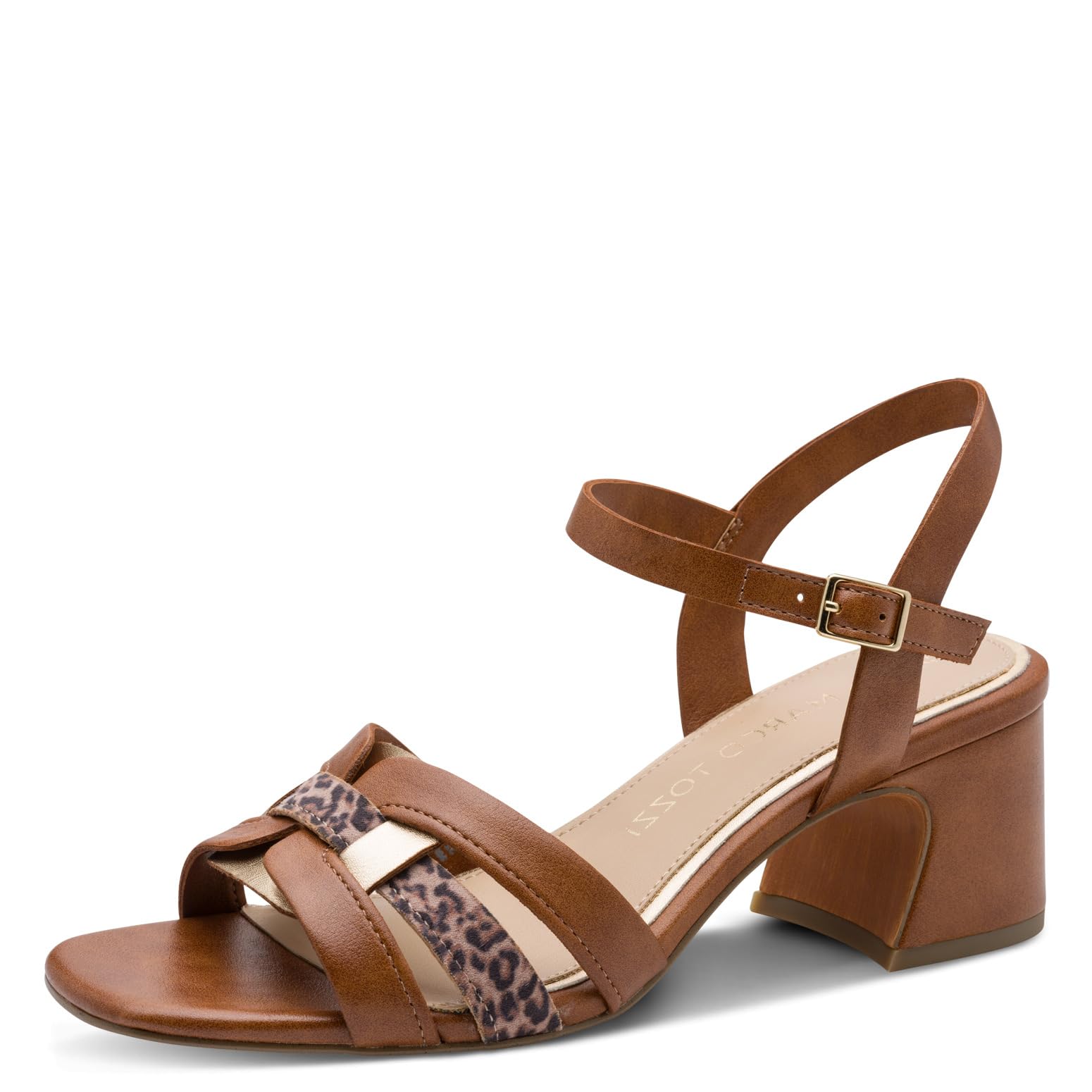 MARCO TOZZI women's sandal soft Feel Me footbed Vegan soft lining summery, brown (COGNAC COMB), 5.5 UK
