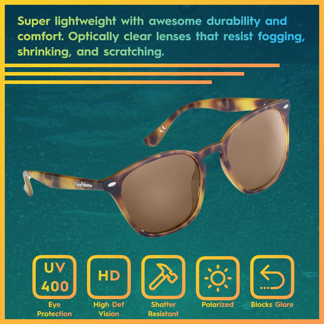 Flying Fisherman Muriel Classic Polarized Sunglasses, Gloss Tortoise Frame/Amber Lens, Medium