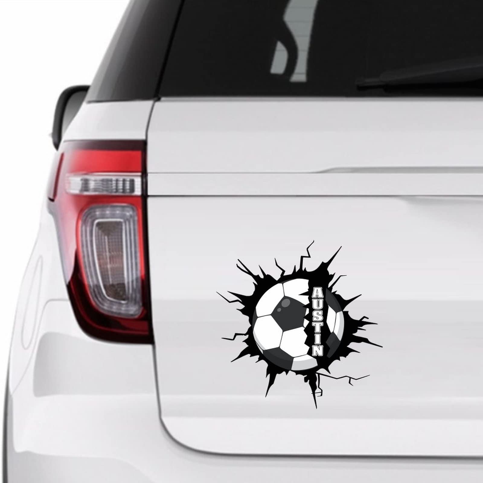 Personalized Soccer Crack in The Wall Sticker, Soccer Vinly Decal for Cars Laptops, Windows, Walls, Fridge, Toilet and More - Sport Theme Stickers 6in