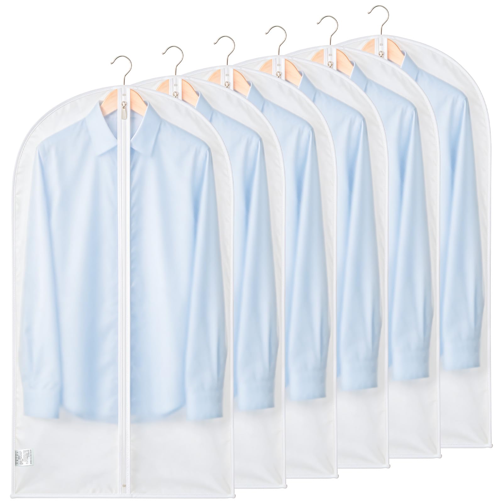 Sevenpers 6 Pack Suit Bags Garment Bags for Hanging Clothes 60x100cm White