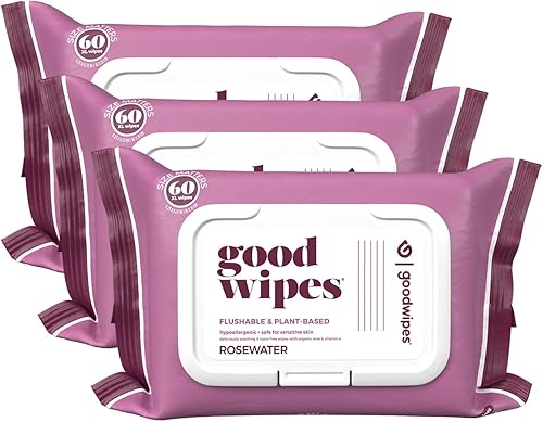 Goodwipes - Toallitas húmedas desechables aroma a agua de rosa 60 unidades