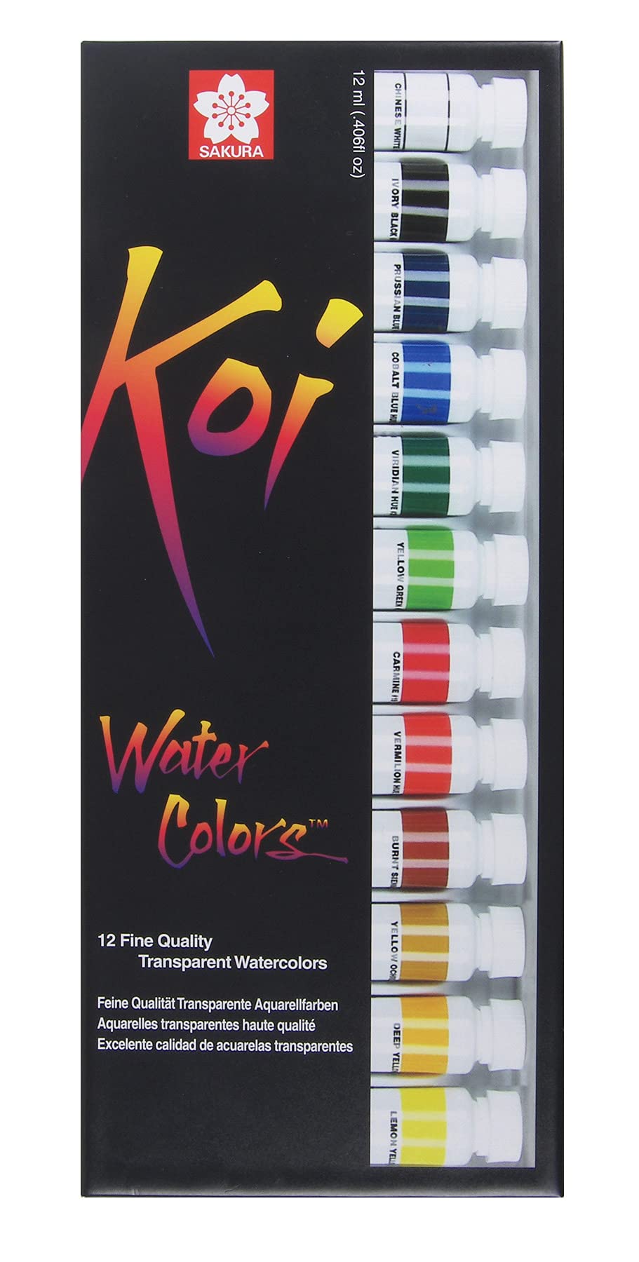 SAKURA15261 12-Piece Koi Assorted Water Color Tube Set