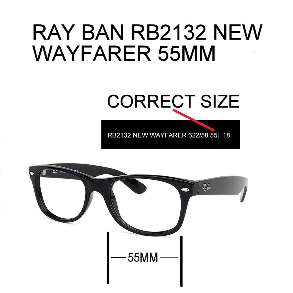 Replacement Lenses For Ray-Ban RB2132 New Wayfarer Blue&Red&Gold 55 mm 3PS
