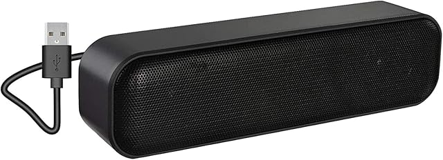 YYV Computer Speaker, Mini Soundbar Speaker, USB PC Speaker for Desktop/Laptop/Notebook/Tablet, Wired Portable Laptop Speaker Plug and Play