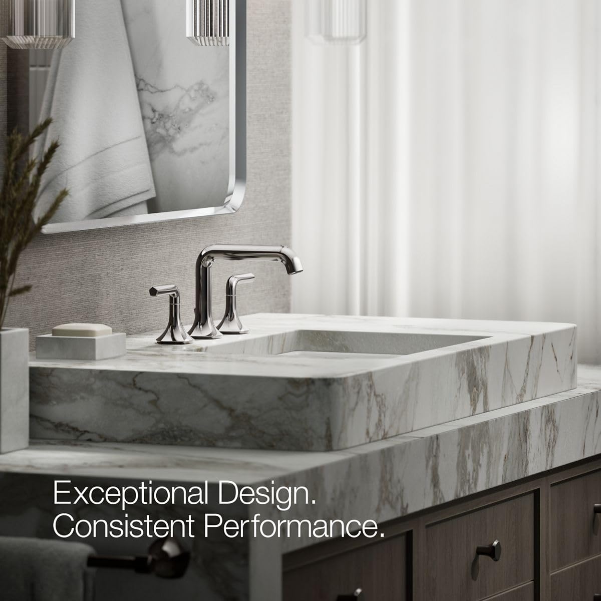 KOHLER K- 27009-K-TT Occasion Bathroom Sink Faucet Spout, Spout with Straight Design, Stationary Deck-Mount Bathroom Sink Spout, 1.0 GPM, Vibrant Titanium