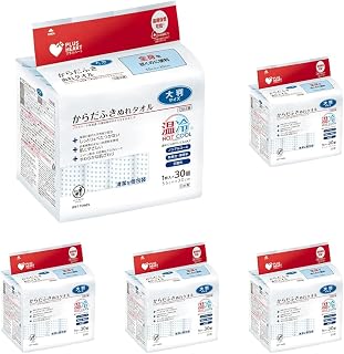 プラスハート からだふきぬれタオル 大判サイズ 30枚入(1枚入×30個) 防災備蓄 日本製 74940 (× 5)