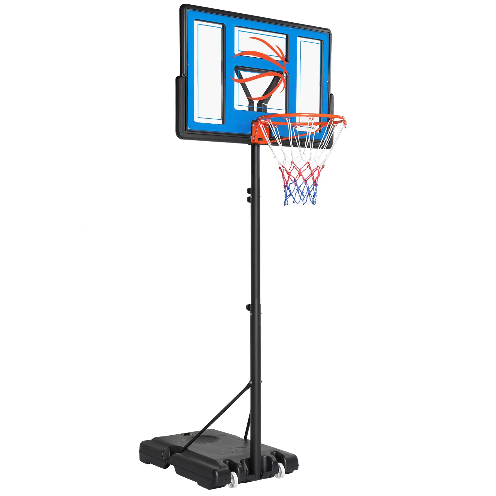 LEADZM Canestro da basket per esterni con supporto e ruote, 2 reti, per adulti e bambini, regolabile in altezza, per giardino e cortile, altezza 135-305 cm