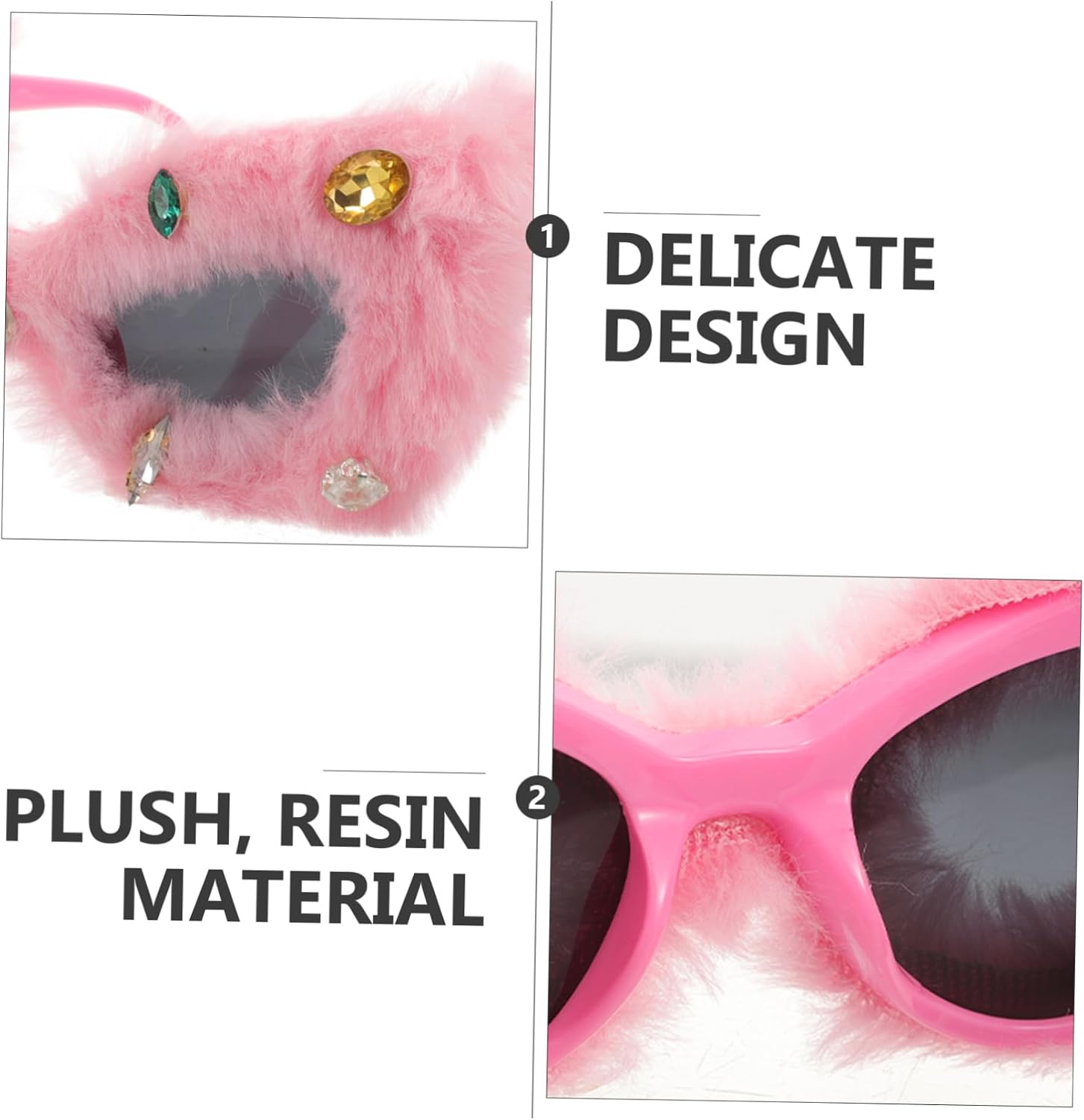 Garneck Fuzzy Red Sunglasses for Women - Plush and Soft Velvet Shades - for Parties Cosplay and Festivals Handmade Decorative Eyewear for a Stylish Look