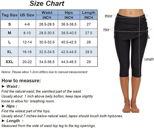 Miniatura 6 de Pantalones de agua para natación, pantalones cortos de natación con falda, pantalones capri para surf, pantalones de neopreno UV para mujer