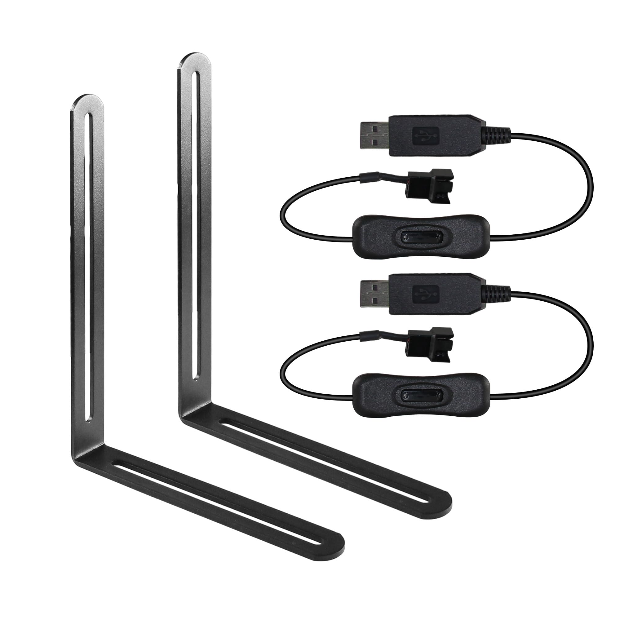USB To 12V Cooling Fan Adapter Cable With Switch – 2-Pack, Max 1.3A, Includes L-Brackets For DIY Projects