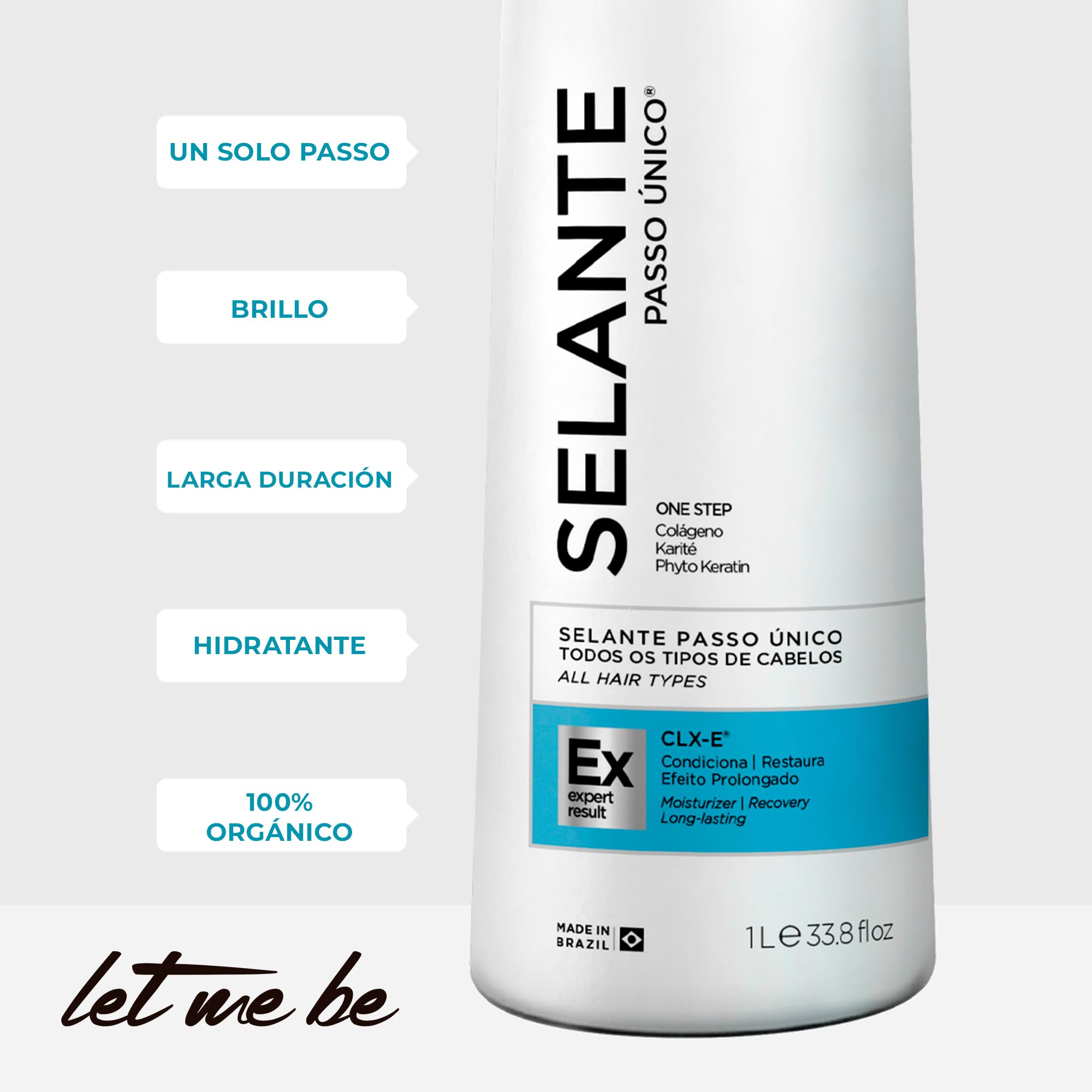 Let Me Be - Sigillante Capillare Organico | Trattamento Lisciante Senza Formaldeide che Ripara e Sigilla | Effetto Antigiallo per Capelli Biondi, Grigi e Decolorati | Collagene e Fitokeratina - 1L