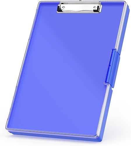 Rimilak Portapapeles de plástico con almacenamiento, tableros de clip de apertura lateral con 2 fundas de almacenamiento, portapapeles de enfermería