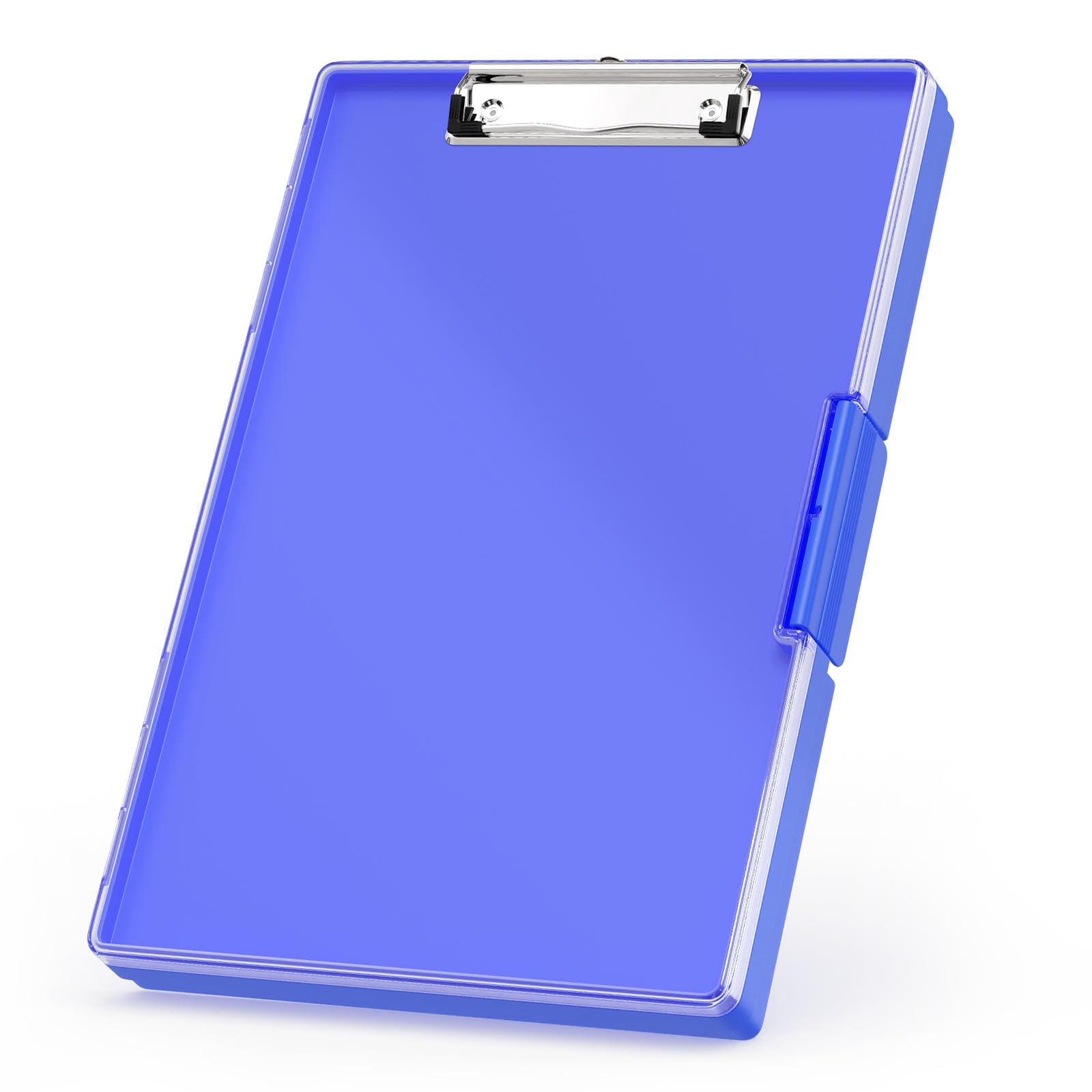 Rimilak Portablocco in plastica con contenitore, apertura laterale con 2 custodie, portablocco ad alta capacità con clip resistenti, per lavoro, scuola, ufficio, blu scuro