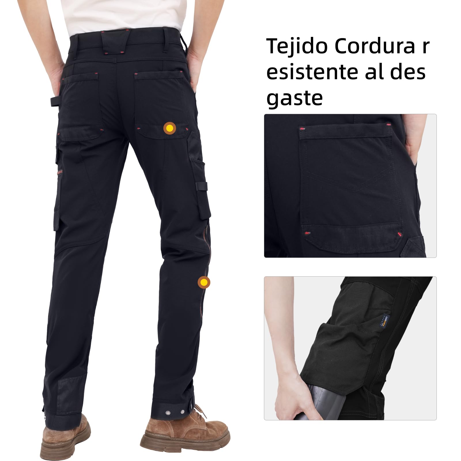 WORK IDEA Pantalón de Trabajo elástico Slim-fit Hombre con Cordura
