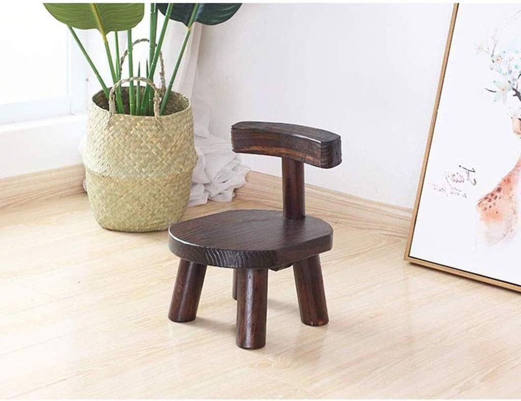 Medium Single Stool, Solid Wood Back Kitchen, Stylish Wooden Stool with Backrest
