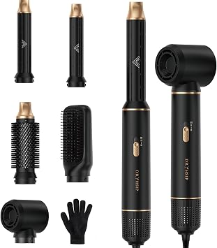 Dryhsip 5 in 1 Hot Air Styler, Multifunctional Hair Dryer Brush, Detachable Styling Tools with Curler, Straightener, Volumizer, Portable Lightweight Hairdryer for All Hair Types Ink