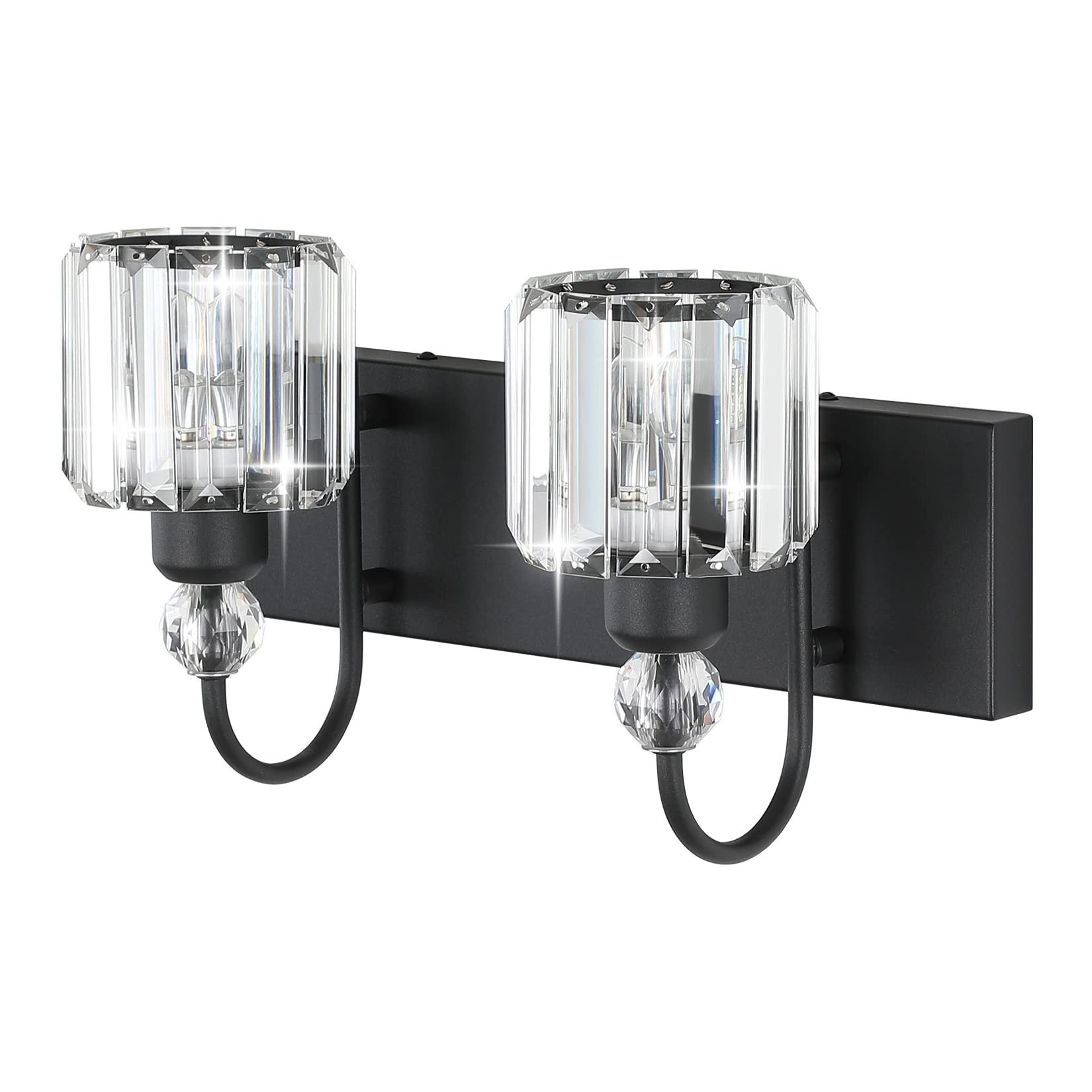 3 Light Matte Black Crystal Bathroom Vanity Light - Modern Wall Sconce For Mirror, Living Room, Bedroom