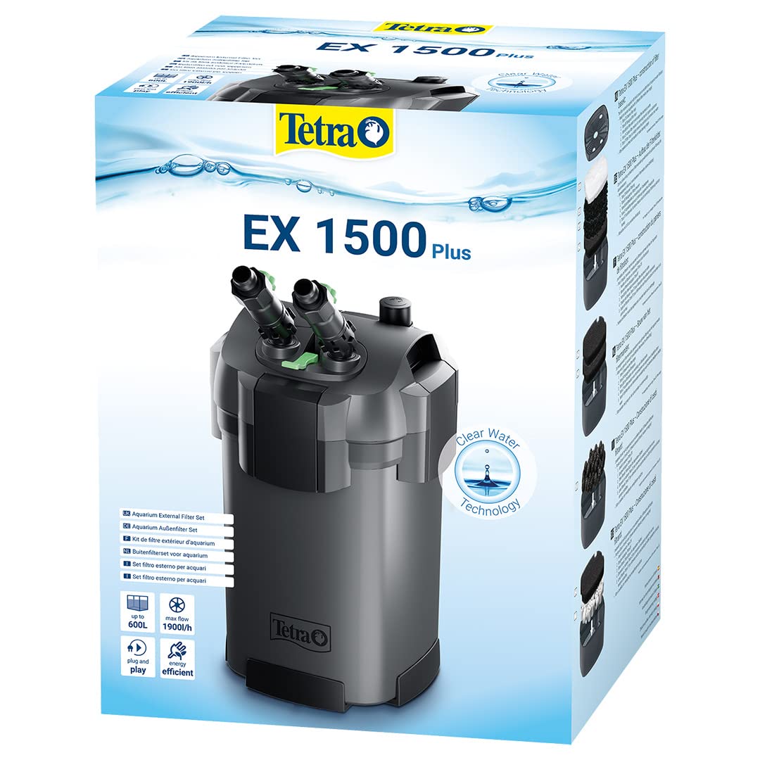 Tetra EX 1500 Plus Set filtro esterno completo, da 300 a 600 litri, silenzioso e a risparmio energetico