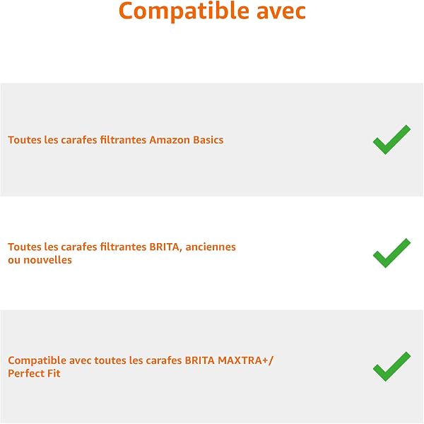 Amazon Basics Cartouches filtrantes, compatibles avec Toutes Les Actuelles BRITA y Compris Les carafes, 6 unité, Lot de 1 - 3