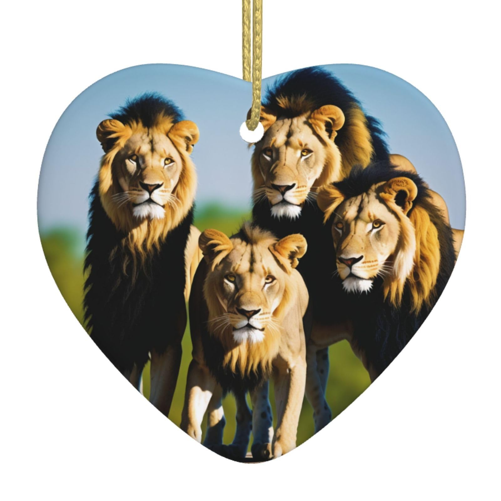 Aspoijhn A Pack Of Lions (A Pack Of Lions) Christmas Tree Ceramic Hanging Heart Bauble Ornaments Festive Xmas Pendant Decorations For Party Home Decor