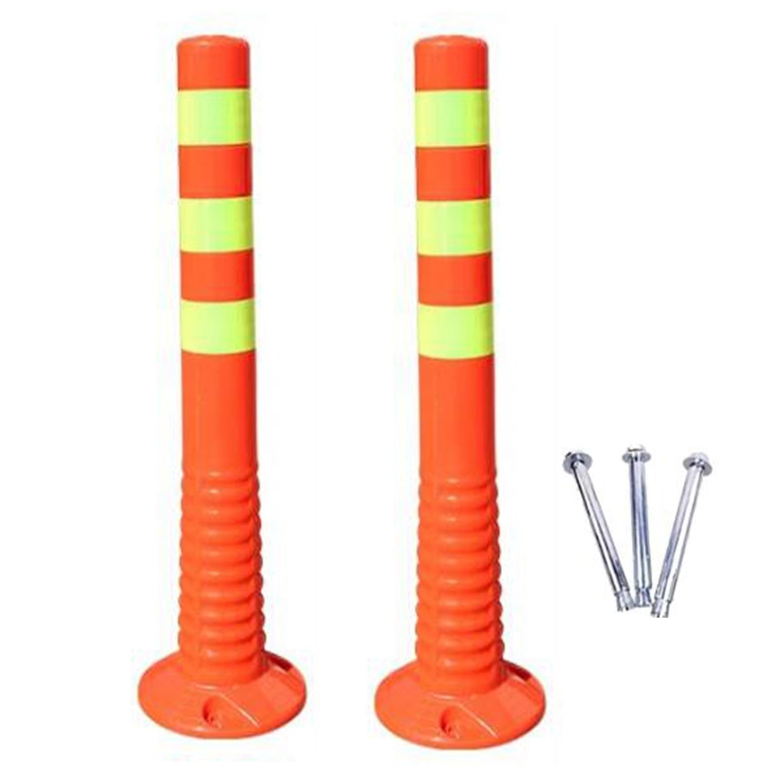 WDSOPK Traffic Safety Cones, Driveway Traffic Delidelineator Post, 2pack Flexible Barrier Cones with Reflective Bands, Safety Bollard Post for Parking Lot and Construction Lot （Deep Coffee）