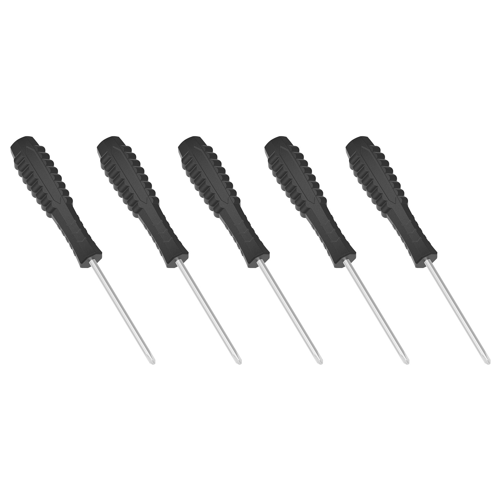 FOCMKEAS 5PCS Mini Phillips Screwdriver, 3mm Cross Head with Black Non-slip Handle for Small Appliances, 4"(100mm) Total Length, Non-magnetic