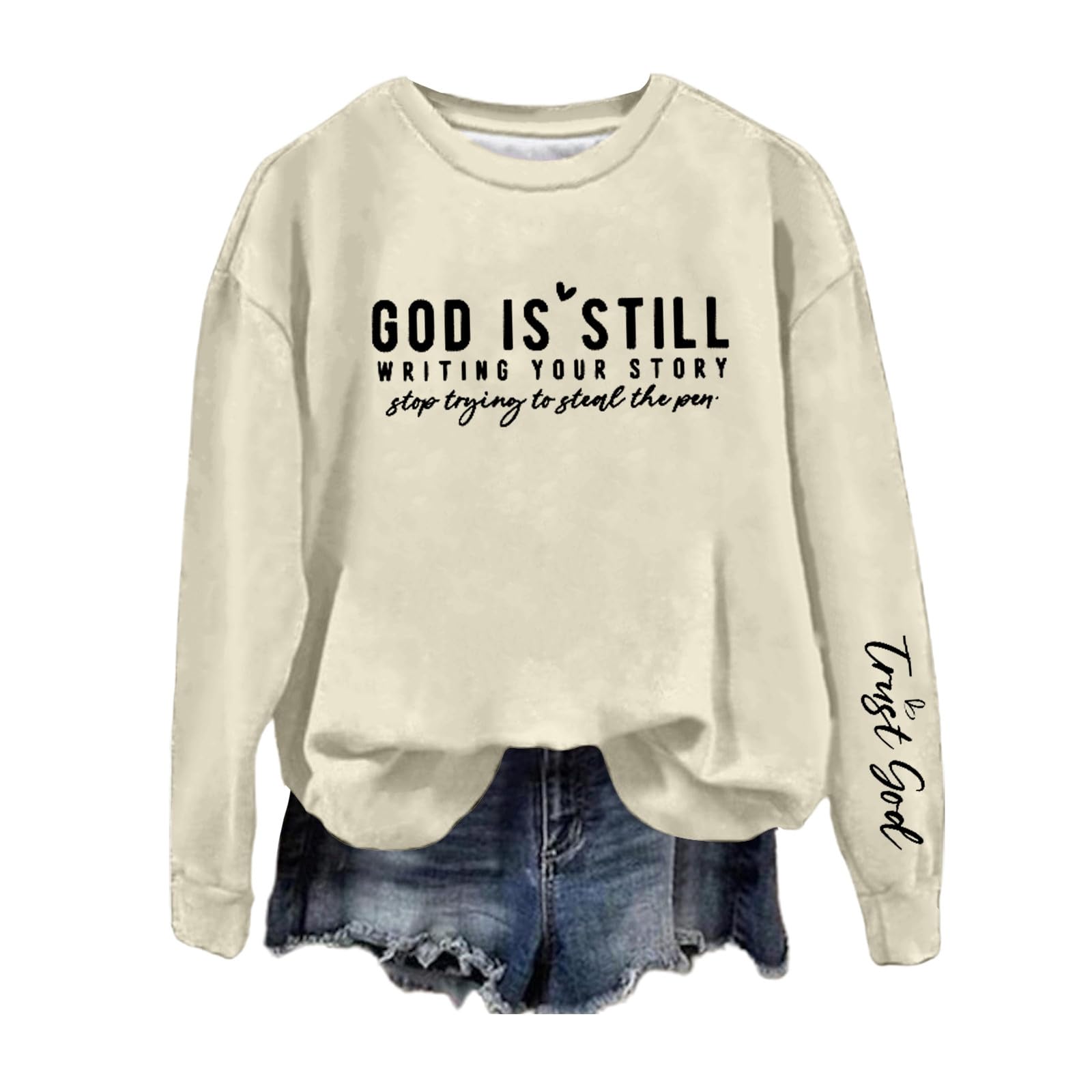 Sweat Femme Sans Capuche Coton Lettres Imprimé - Sweats Femme