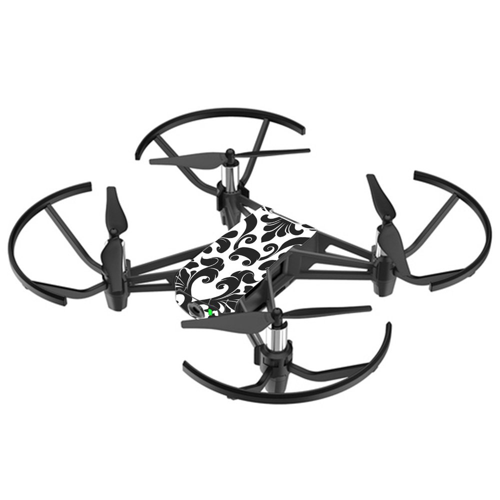 MightySkins Skin Compatible with DJI Ryze Tello Drone - Black Damask | Protective, Durable, and Unique Vinyl Decal wrap Cover | Easy to Apply, Remove, and Change Styles | Made in The USA