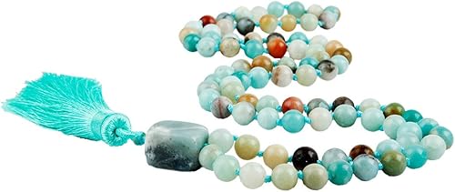 Miniatura 2 de Rockcloud Tibetan Mala Pulsera Collar Oración Budista Meditación Cristales Curativos Cuentas anudadas a mano con borla