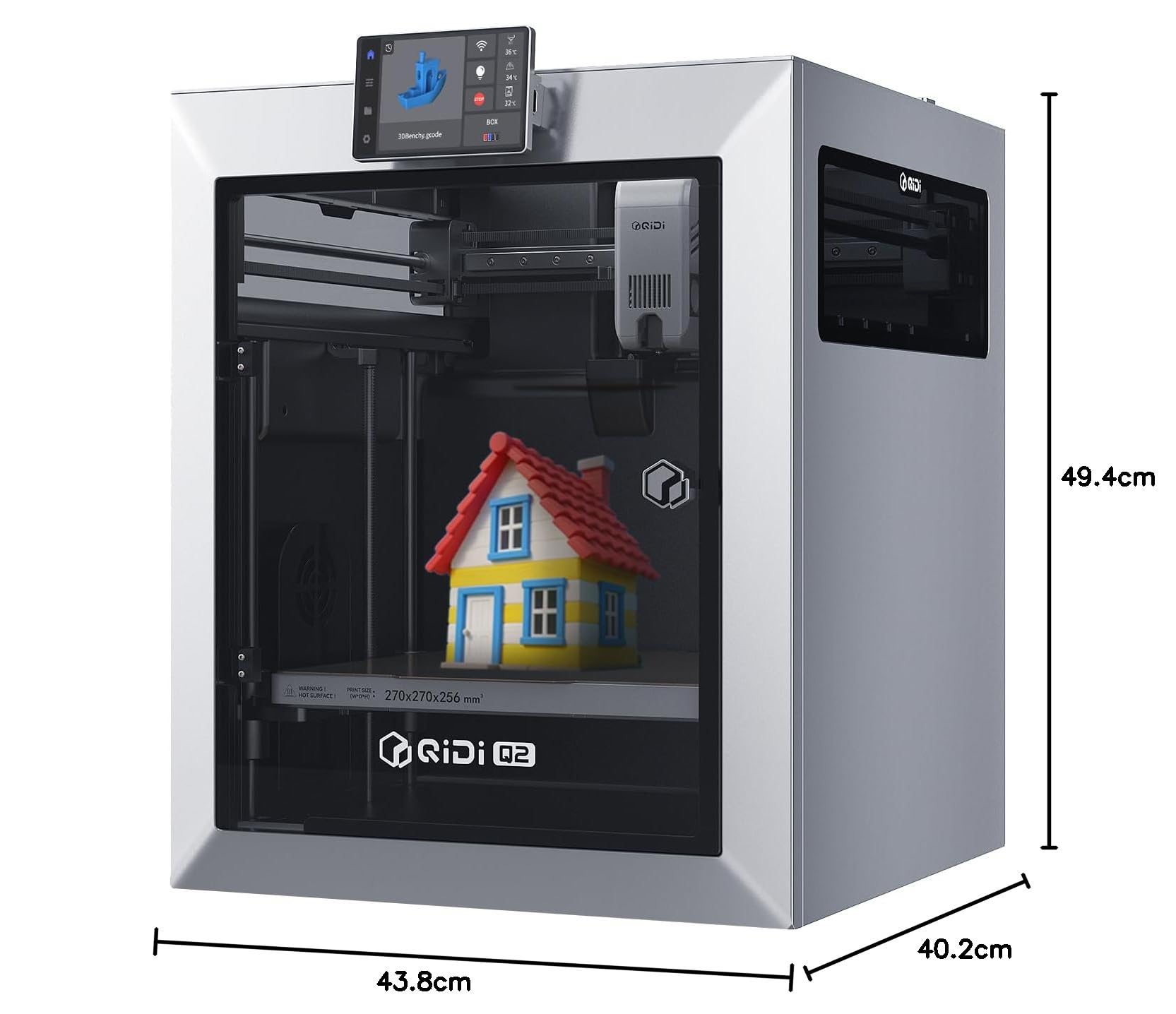 QIDI Q2 3D-Drucker, FDM 3D Drucker, 370°C Düsentemperatur, 65°C Beheizte Kammer, 3-in-1-Luftfilterung, 600 mm/s Höchstgeschwindigkeit, AI-Kamera, Auto-Leveling, 270x270x256mm Bauraum