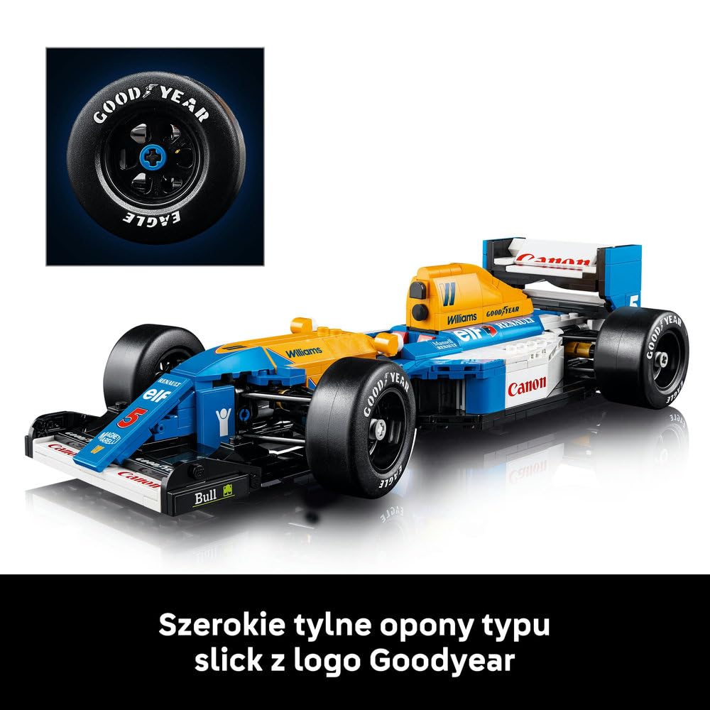 LEGO Icons Williams Racing FW14B i Nigel Mansell, Zestaw dla Dorosłych, Model Samochodu Ferrari, Kolekcjonerski Bolid F1, Dekoracje do Domu i Biura, Pomysł na Prezent dla Mężczyzn i Kobiet 10353