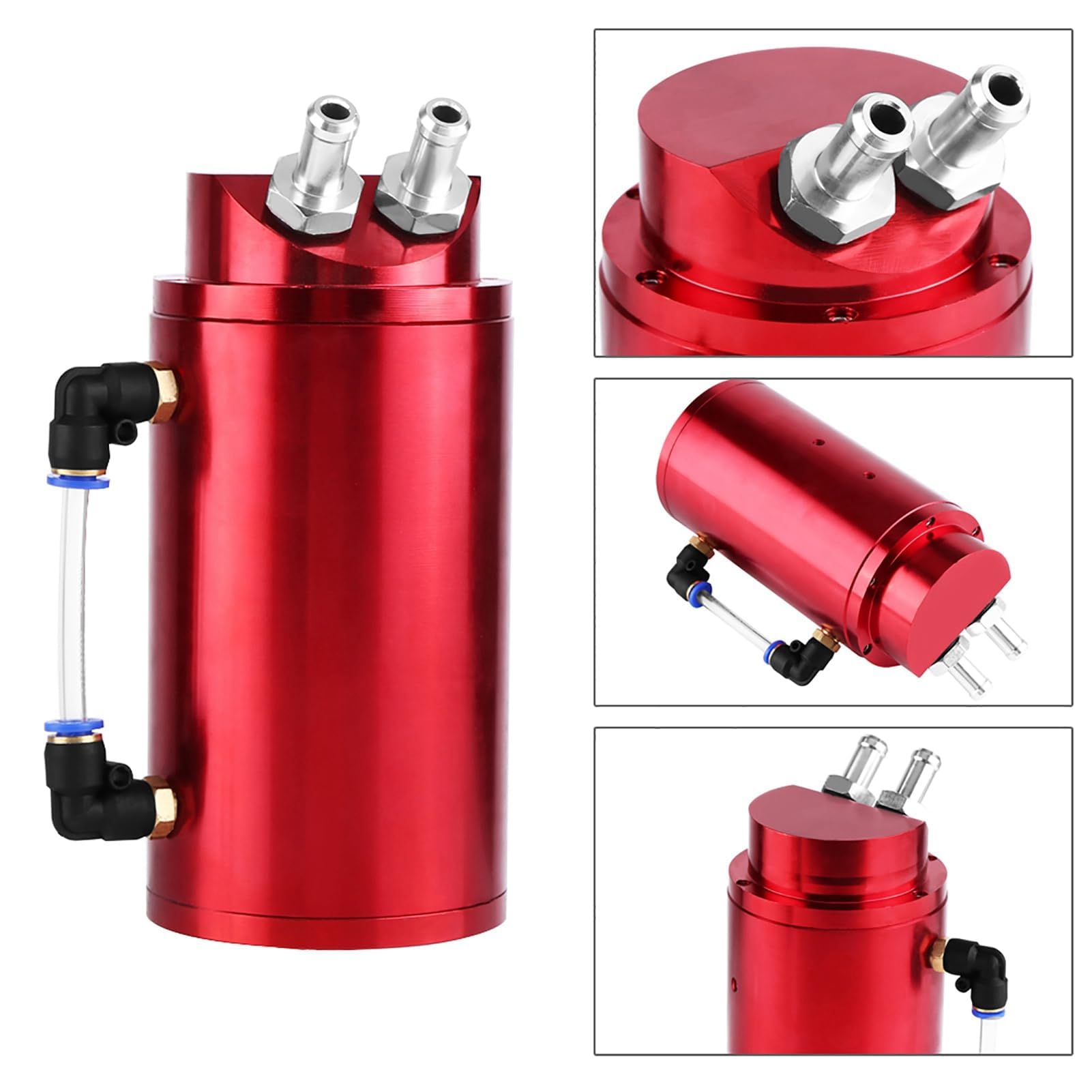Réservoir de collecte d'huile en aluminium universel pour voiture avec raccords de tuyau de 10 et 15 mm