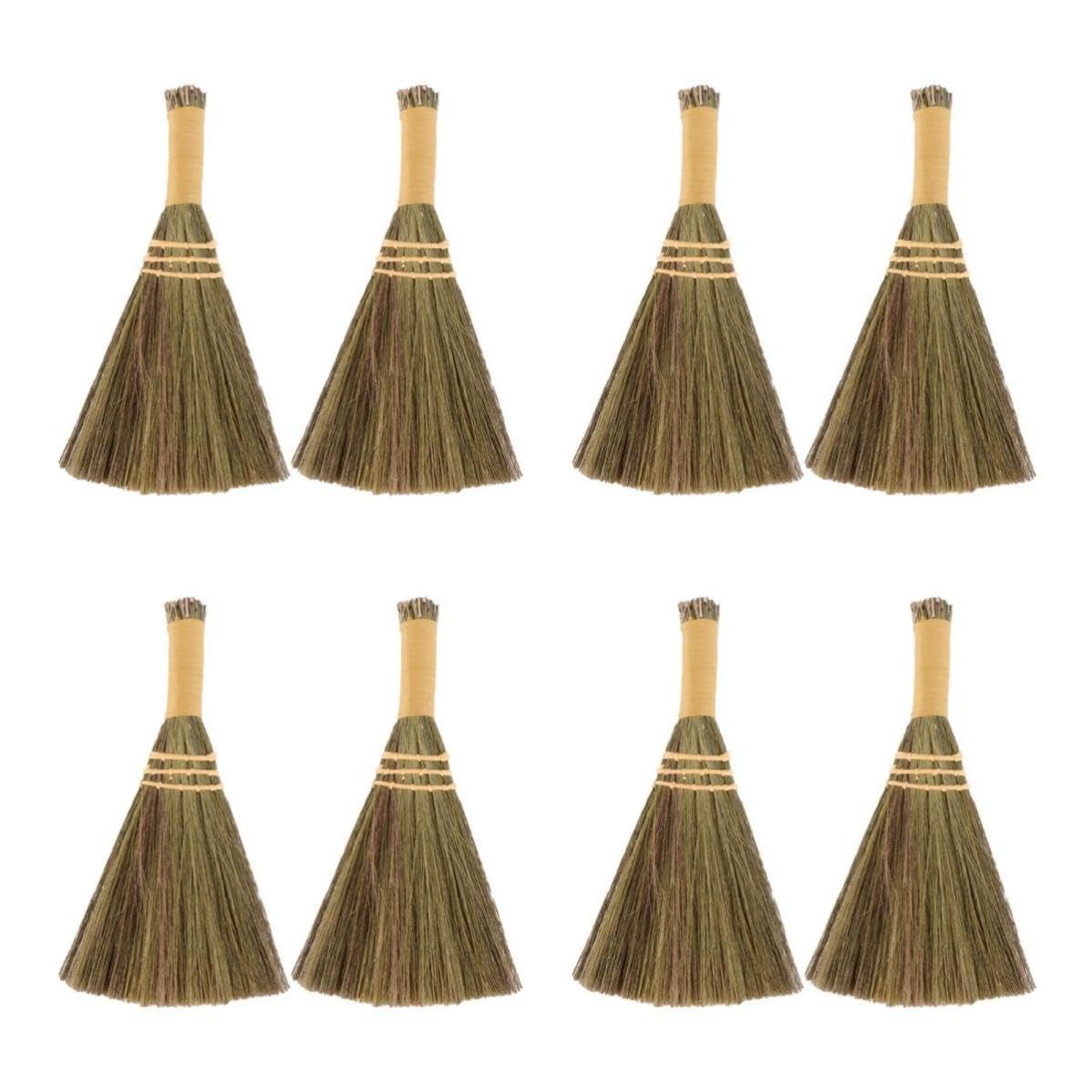 Mobestech 8 Piezas Escoba Pequeña de Miscanthus Seco para Limpieza de Escritorio y Polvo, Fácil de Almacenar y Barrer Residuos Hogar Color Aleatorio