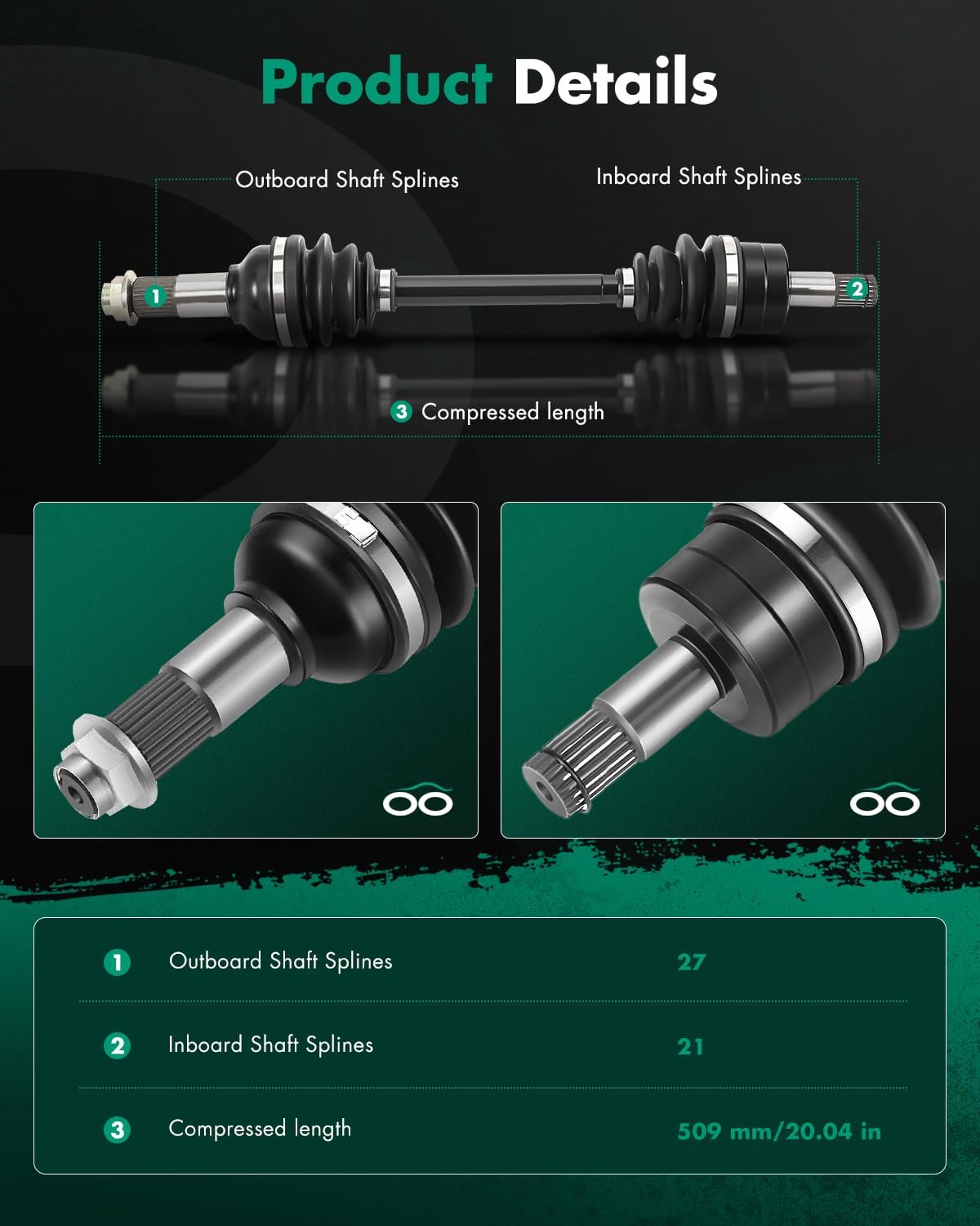 SCITOO CV Axle Drive Shaft Assembly fits 2007-2013 for Yamaha Grizzly 700, 2009-2014 for Grizzly 550 Front Left Right 2PCS