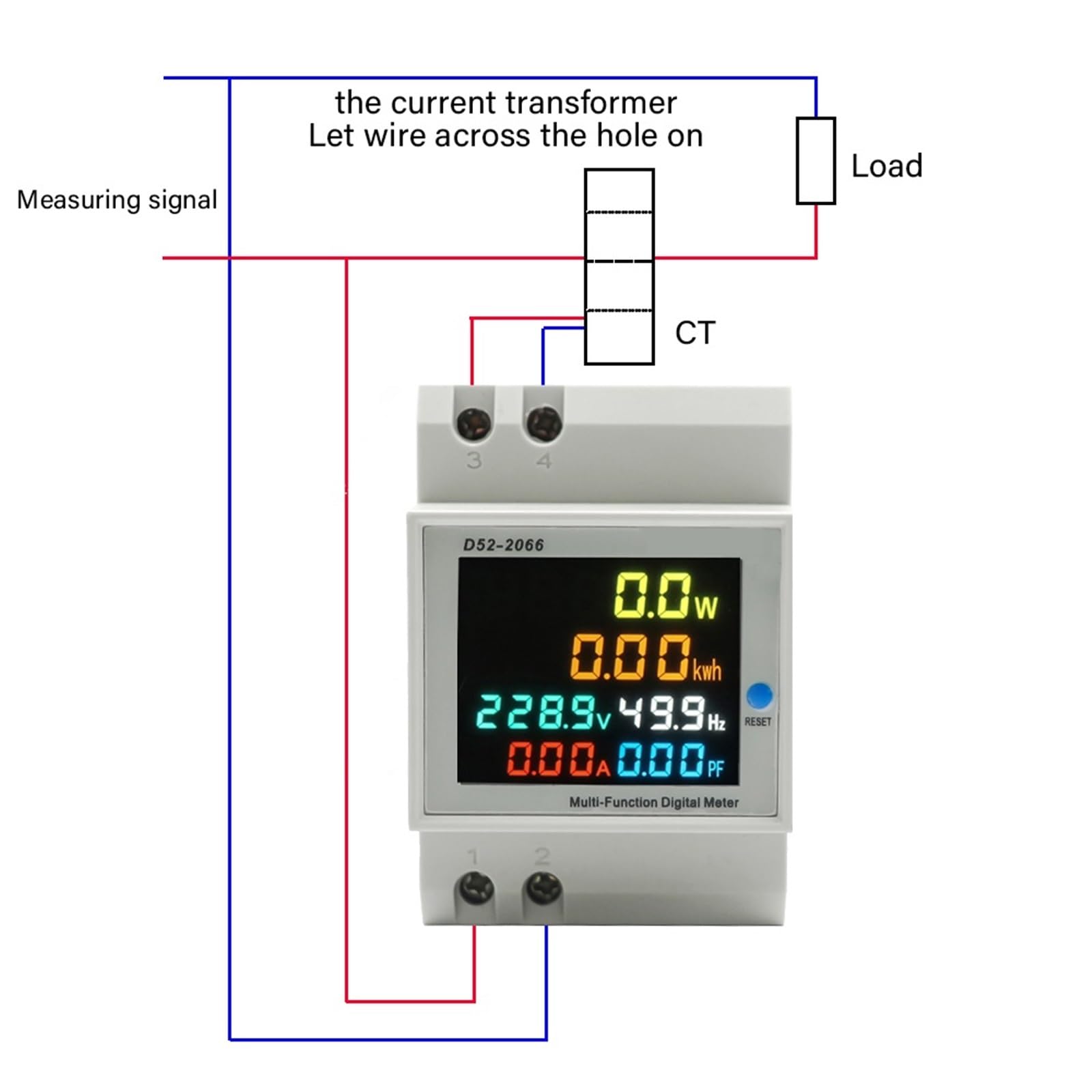 Woltomierz cyfrowy, prąd, moc, watomierz, energia elektryczna, miernik KWh, częstotliwość, wolt, amperomierz, AC 220 V, 110 V, 380 V, 100 A, 1 sztuka (kolor: wbudowany CT, rozmiar: AC 250-450 V)