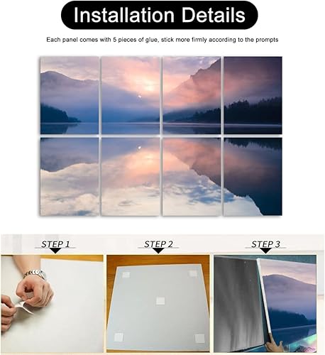 Miniatura 7 de Paneles de pared acústicos insonorizados Zen como lago Montaña Agua Paisaje Paisaje Naturaleza amanecer Amanecer Arte Autoadhesivo Paneles Acústicos