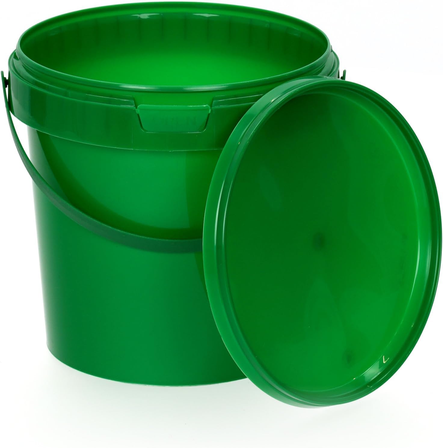 BenBow bucket with lid 0,22 gal (1l) green 5x 1 liters - food-safe, stable, airtight, leak-proof, odourless - plastic storage container, with handle - empty
