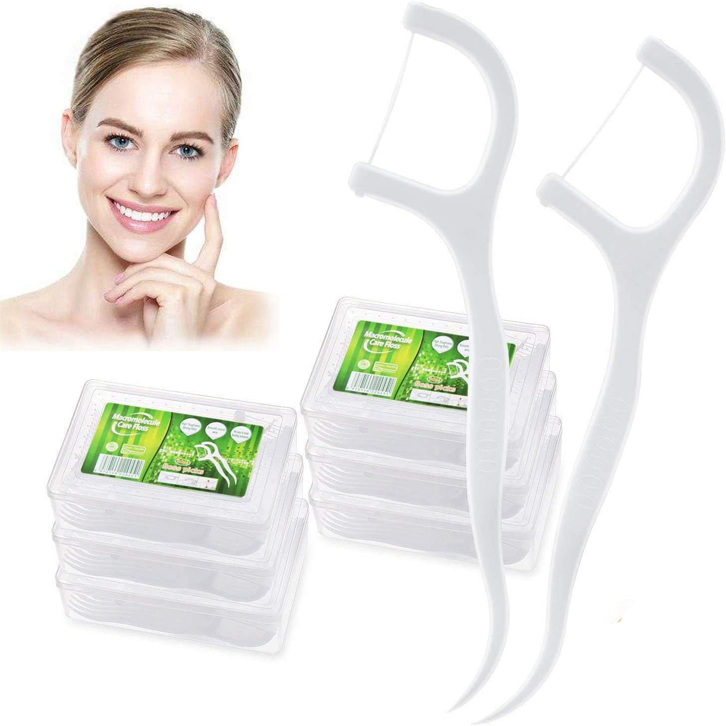 KASTWAVE 200 Count Dental Floss Picks Bulk Non Breakable Dental Floss Flossers for Adults Tooth Picks Flossers Teeth Cleaning Dental Floss Flossers for Family Pack Travel (White)
