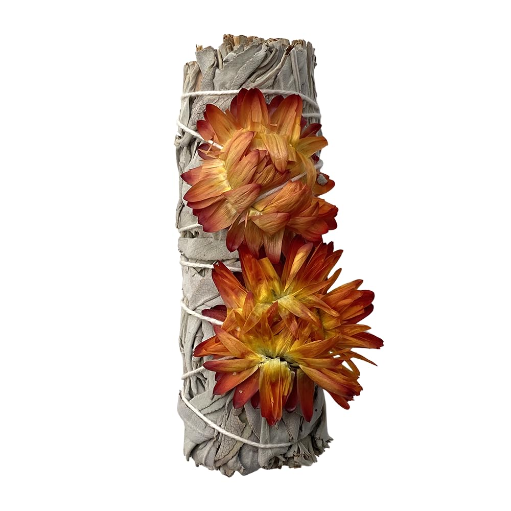 Vie Multicolor Smudge Stick, White Sage And Orange Sunflower 4"