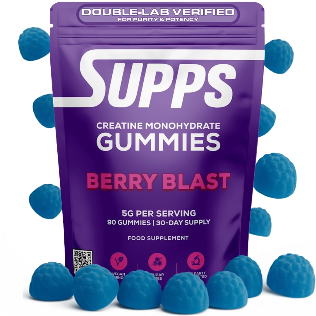 Creatine Gummies, 5g Serving | Every Batch Double Third-Party Lab Tested – Berry Blast Flavour – 30 Servings, 90 Gummies | Vegan, Sugar Free | Strength, Recovery, Focus