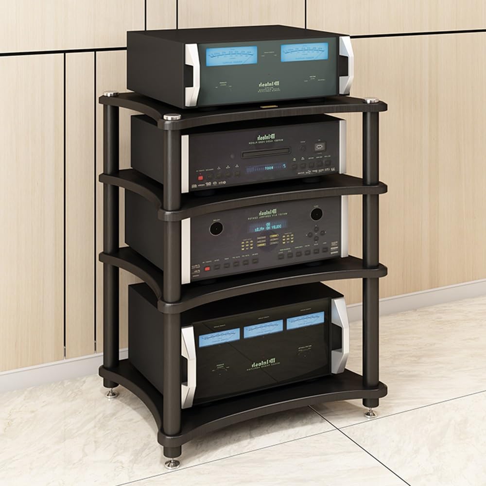 Tour de support audio support HiFi meuble de rangement multimédia 4 niveaux