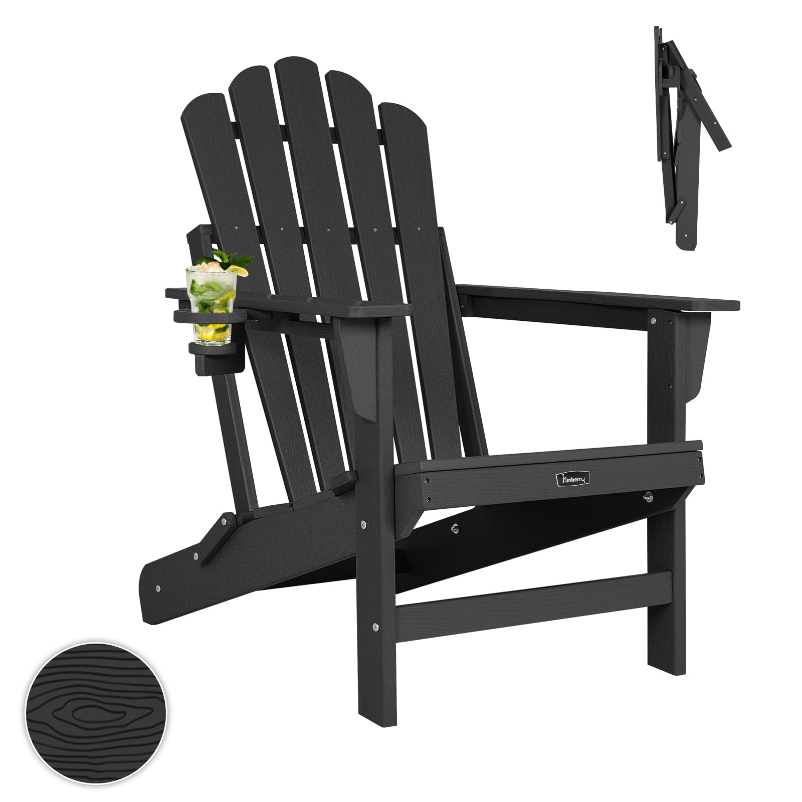 FUNBERRY Oversized Folding Adirondack Chair, Fire Pit Chairs 400LBS