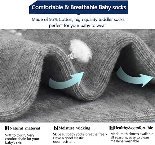 Miniatura 4 de SkiBeaut 12 pares de calcetines antideslizantes para niños y niñas con agarres, calcetines antideslizantes para niños pequeños de 1 a 7 años
