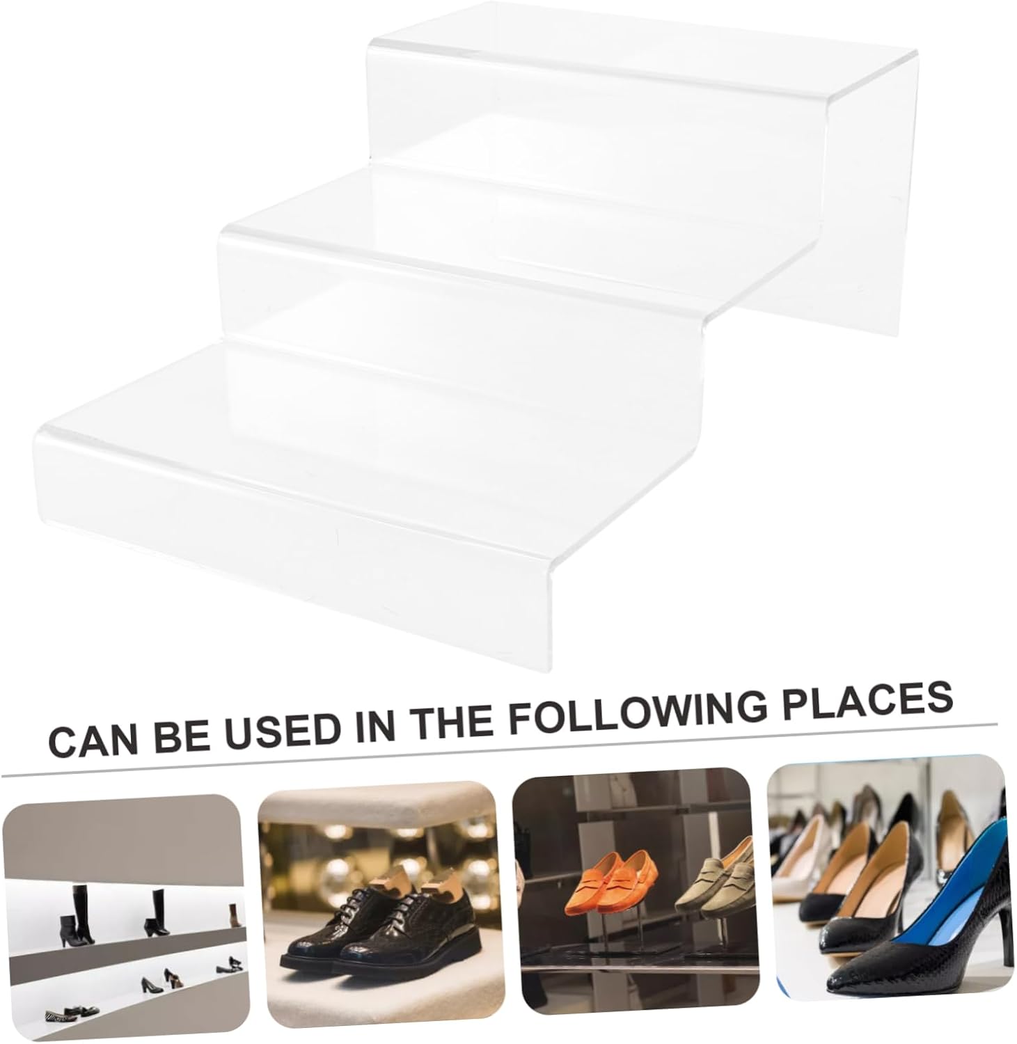 Amosfun 1pc Three Layer Transparent High Heel Display Rack for Shoes Stylish Room Storage Organizer for Entryway Closet Bathroom and Professional Design