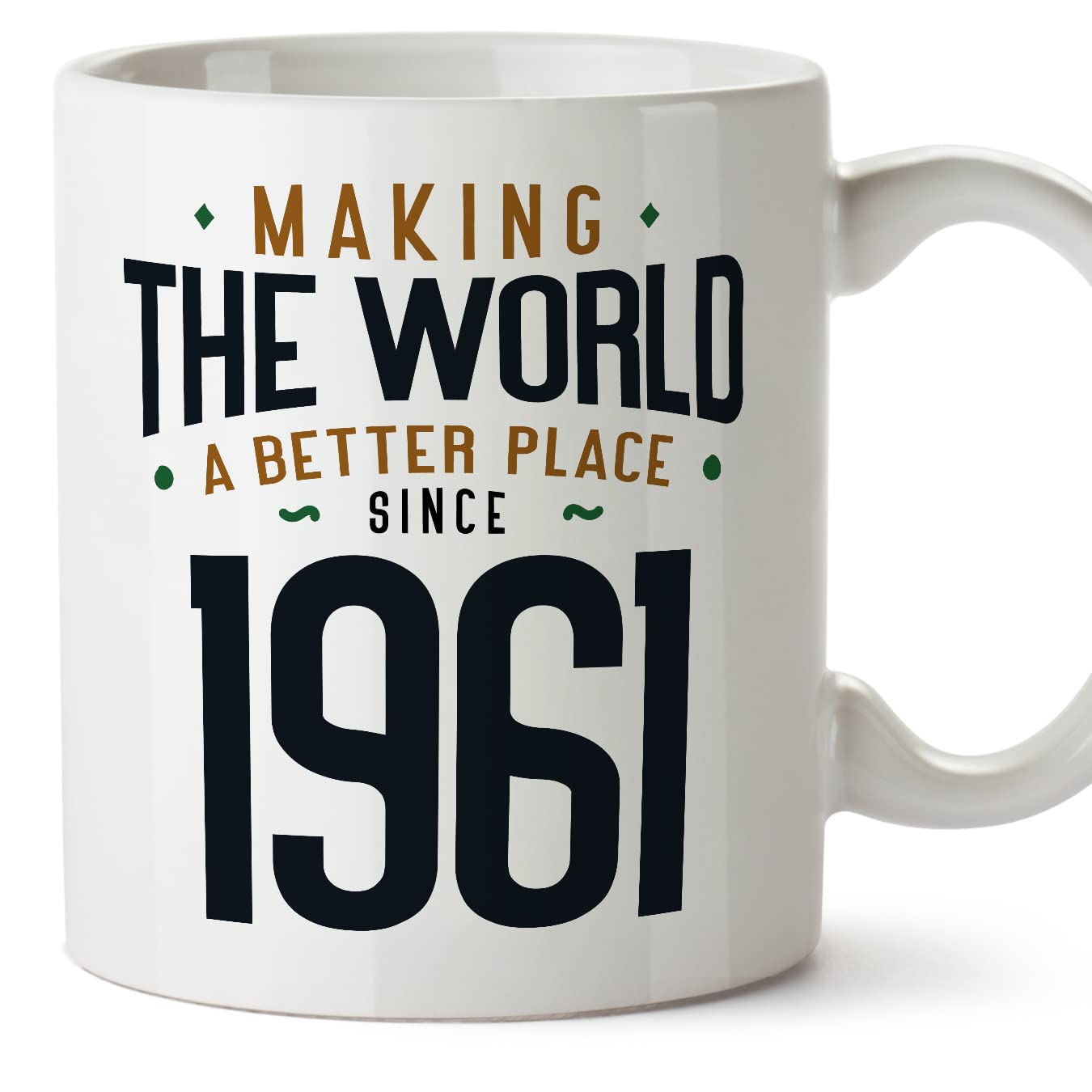 MUGFFINS 1961 Birthday Mug - in English - Making the World a Better Place - Funny Anniversary Present - 11 oz — image 1