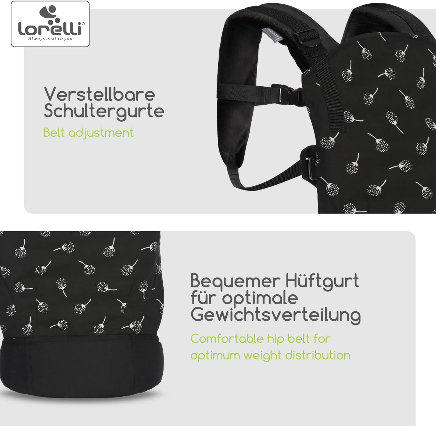 Lorelli Bertoni Wally Baby Carrier belt adjustment