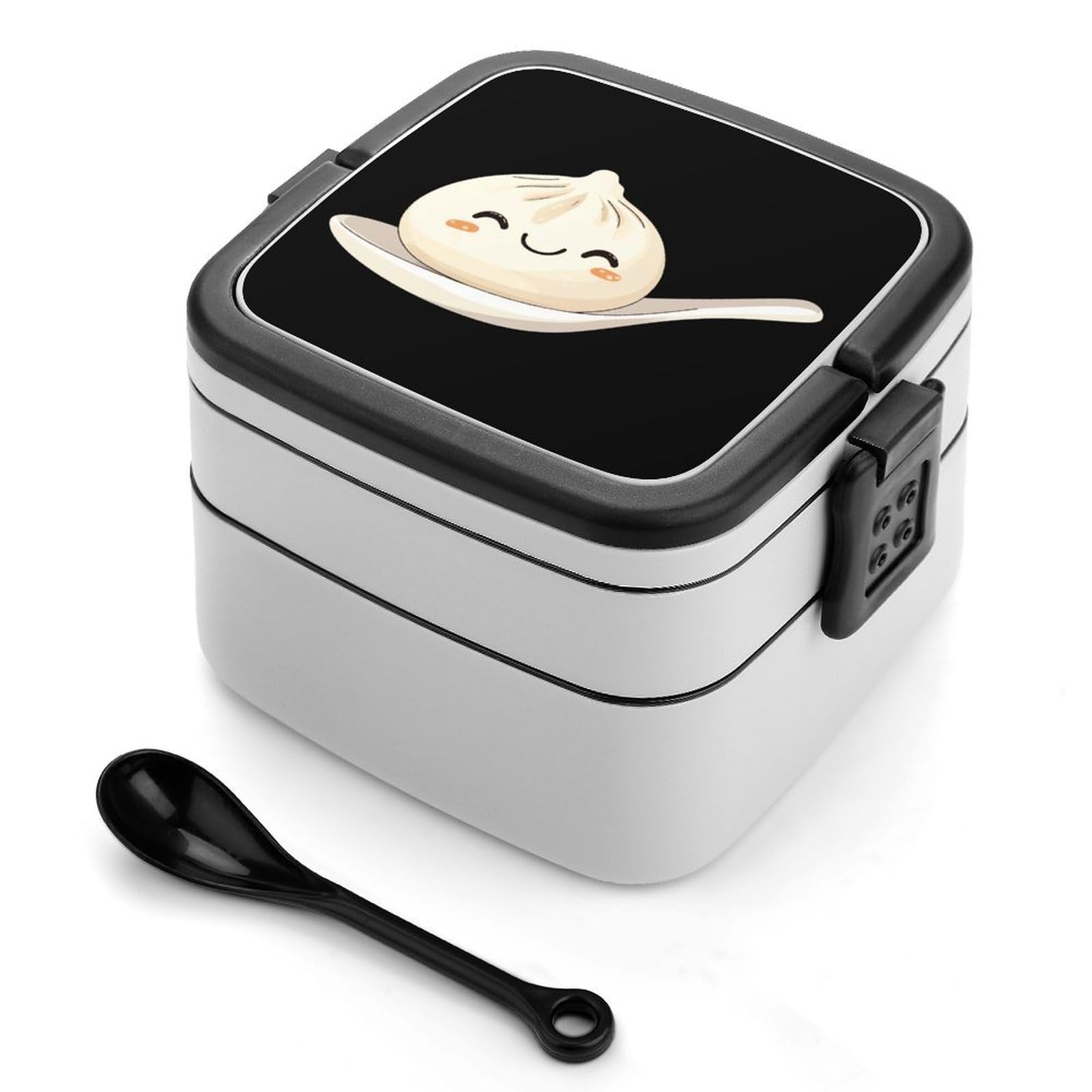 CGSBNGHA Xiaolongbao Chinese Dim Sum Bun Bento Lunch Box 2 Layer Lunchbox Food Container for Adults Office
