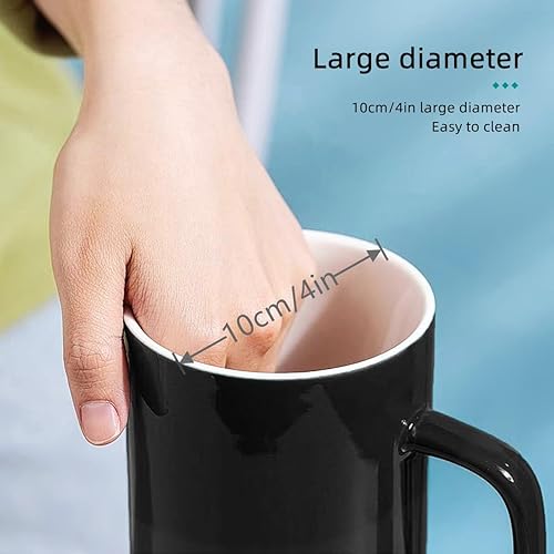 Miniatura 4 de WEOPYCJ Juego de tazas de café de porcelana de gran capacidad con asa, taza de té de cerámica extra grande con tapa y cuchara, taza de té jumbo de